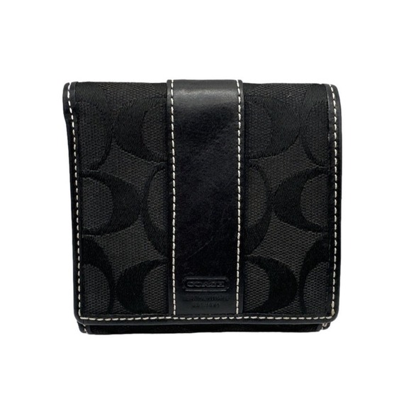 COACH Black Signature Canvas Wallet - Picture 1 of 8